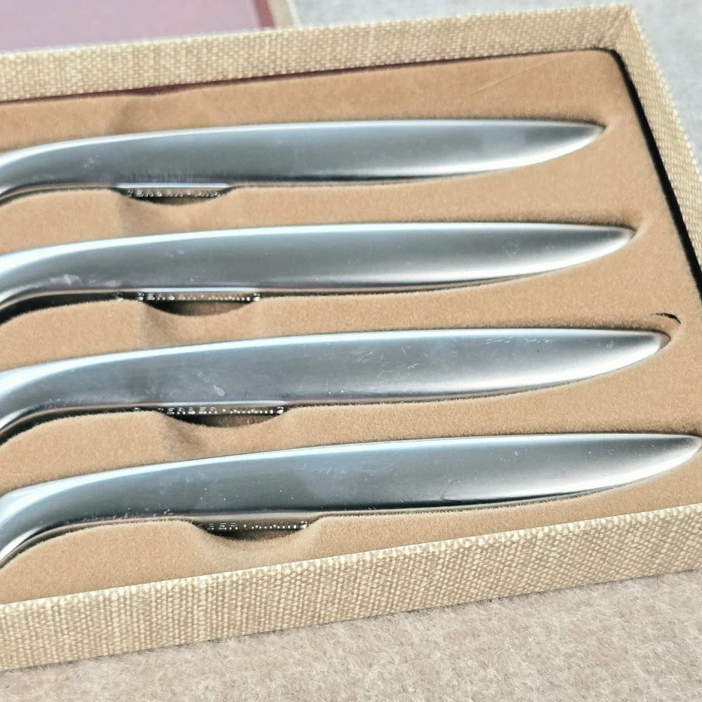 Gerber Miming Steak Knife Set of 4 Vintage MCM Chrome Silver Legendary Blades